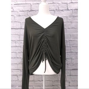 *NWT* Olive Green scrunch shirt